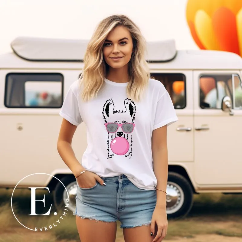 Bubble Gum Poppin Llama T-shirt