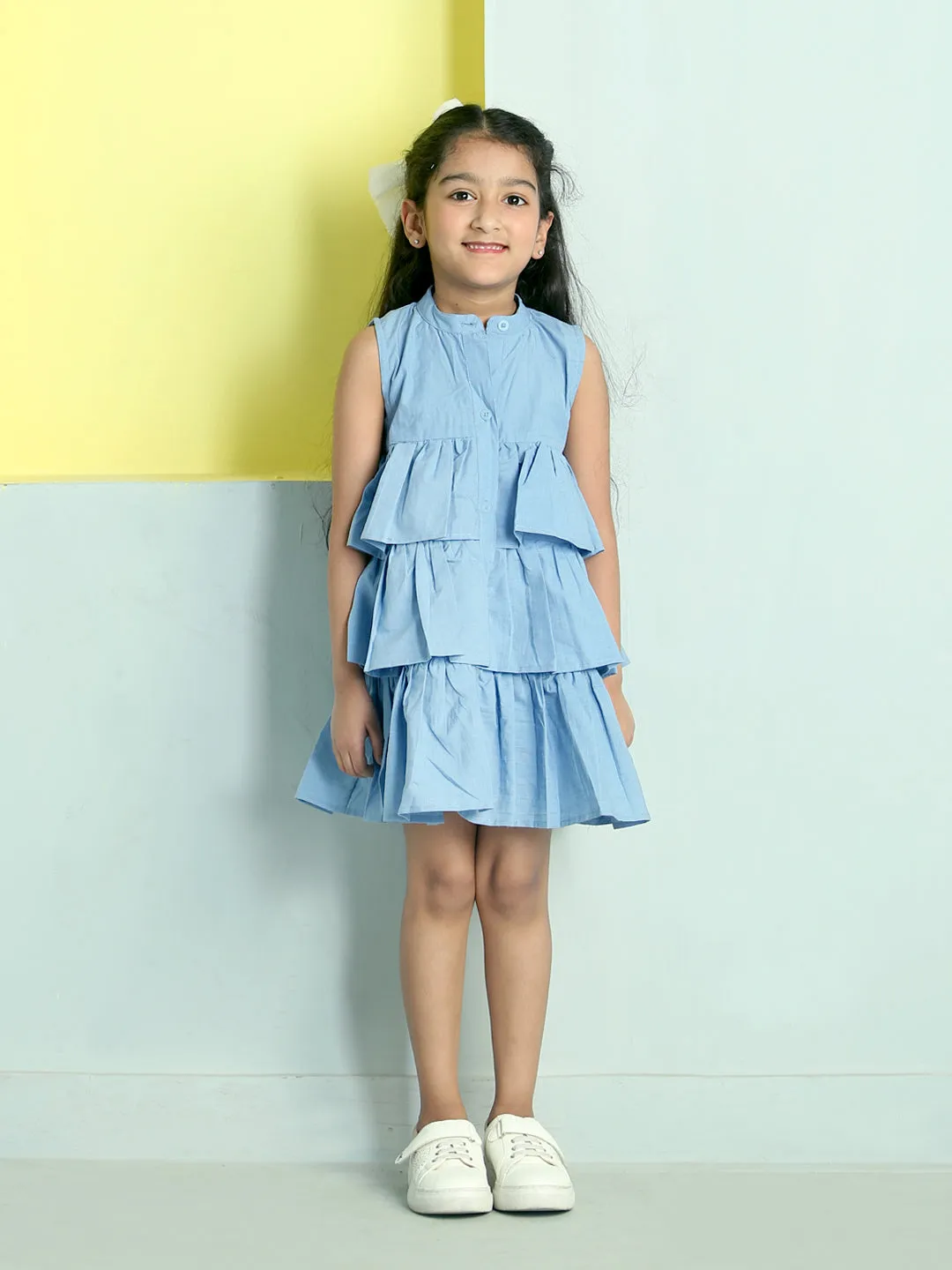 Chambray Blue Girls Casual Dress