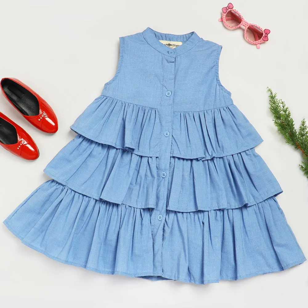 Chambray Blue Girls Casual Dress