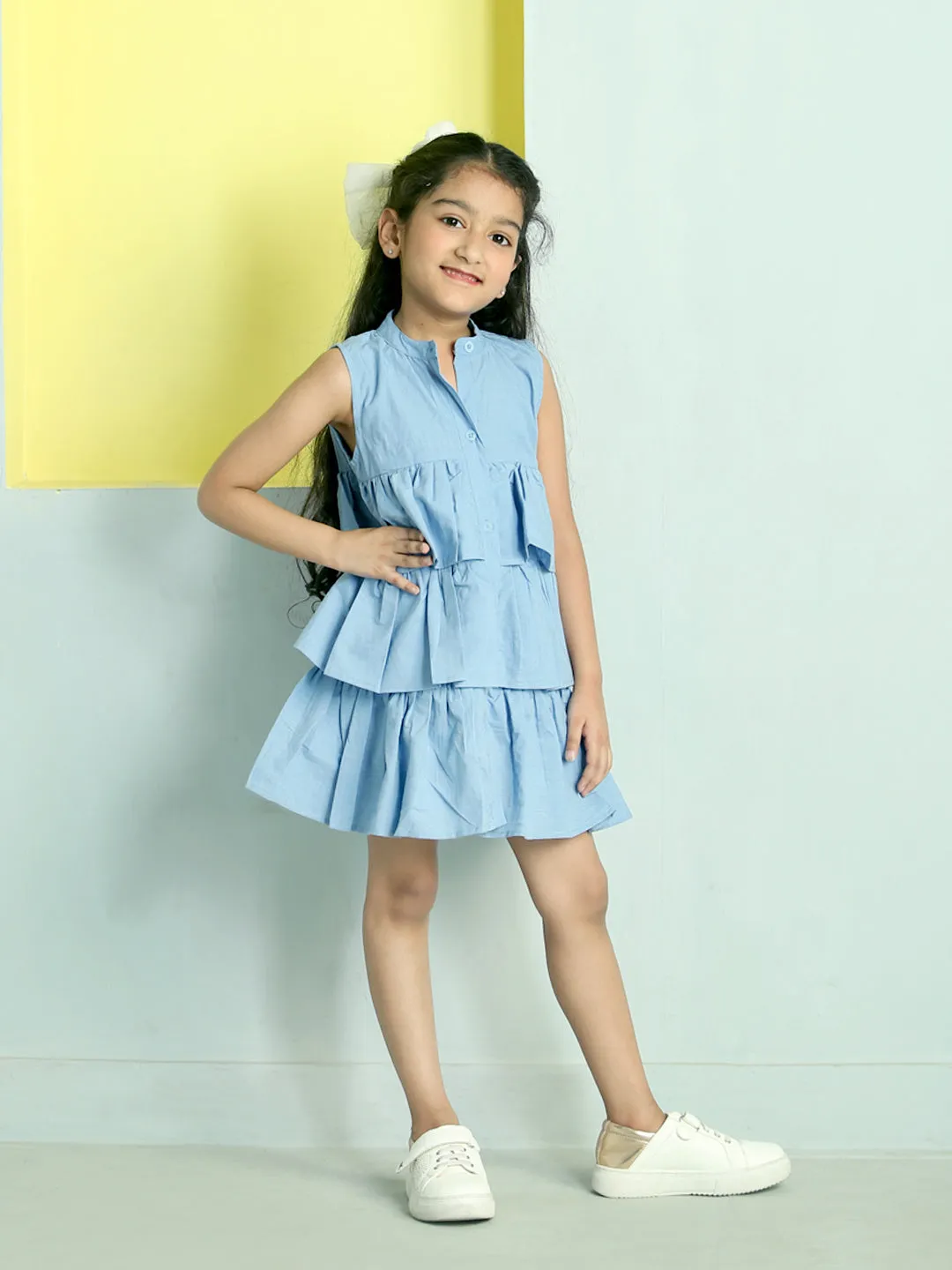 Chambray Blue Girls Casual Dress