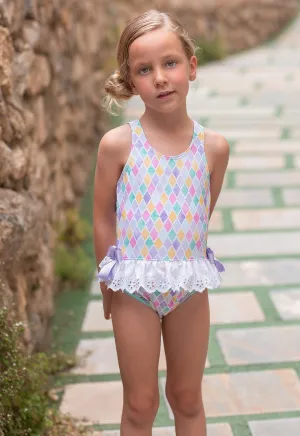 CLEARANCE SALE - Rochy SS24 - Girls Diamond Multi Coloured Swimsuit