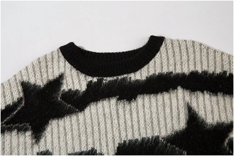 Contrasting Striped Star Jacquard Knitwear