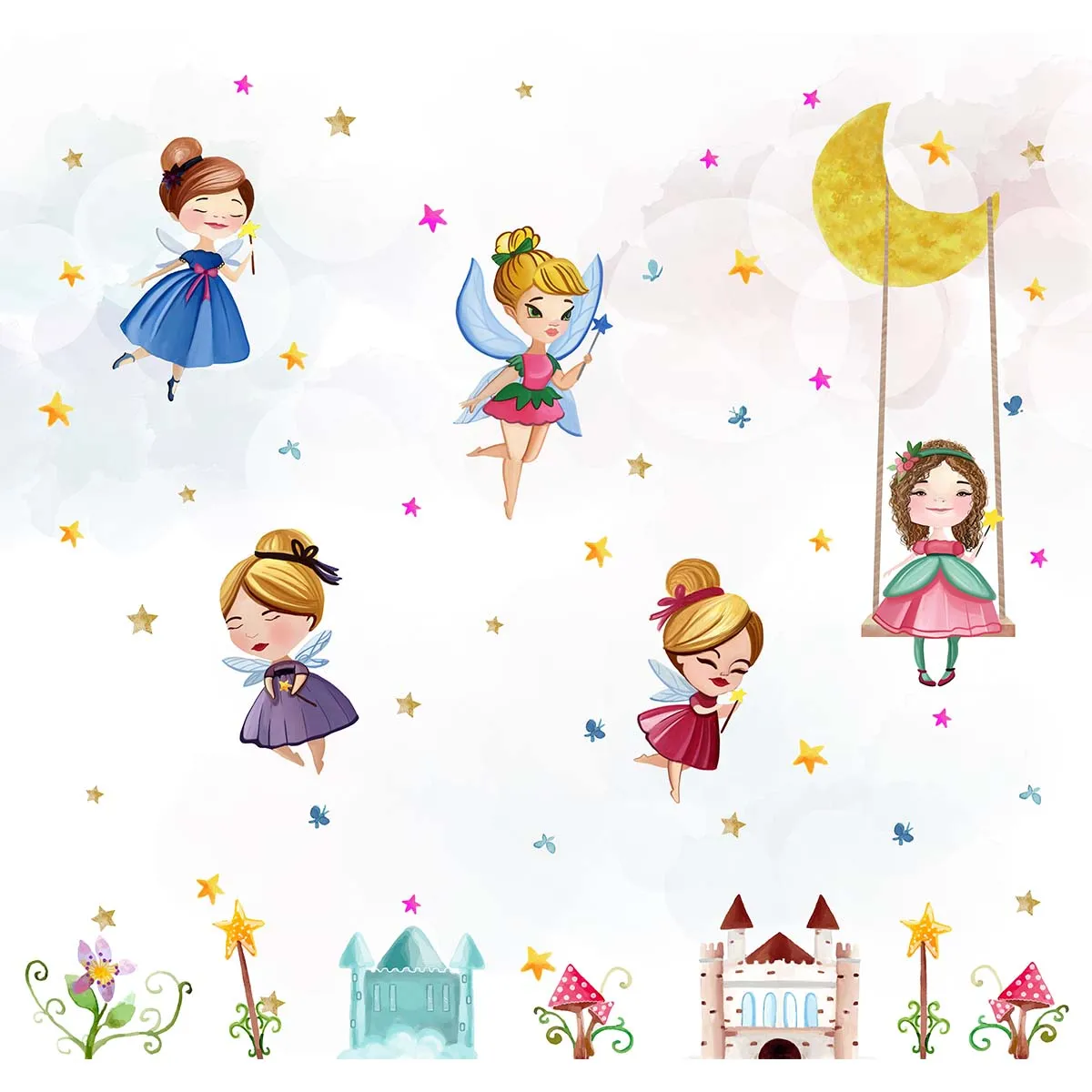 Customised Fairies Wallpaper Theme for Girls Room