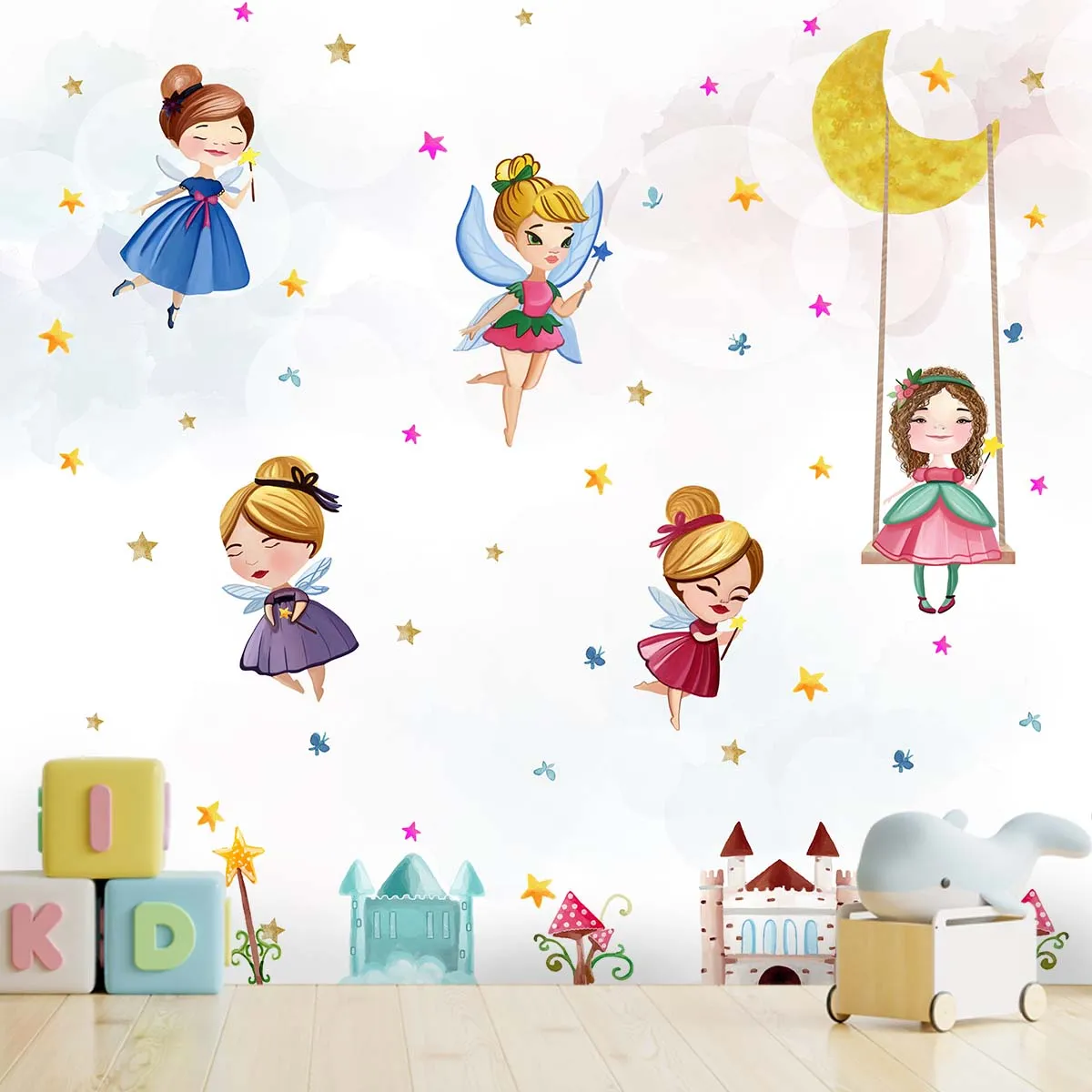 Customised Fairies Wallpaper Theme for Girls Room