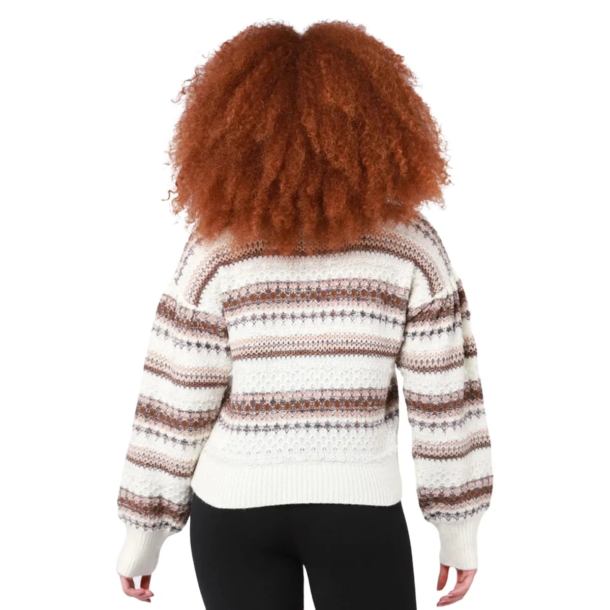 DEX Stripe Fringe Knit Sweater