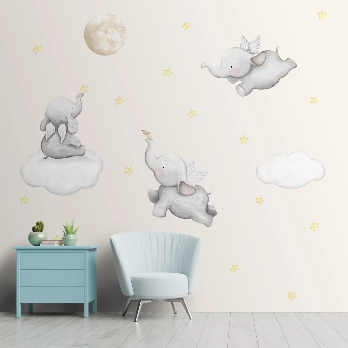 Dreamy Elephant Design for Kids Room Nursery Wallpaper, Customised