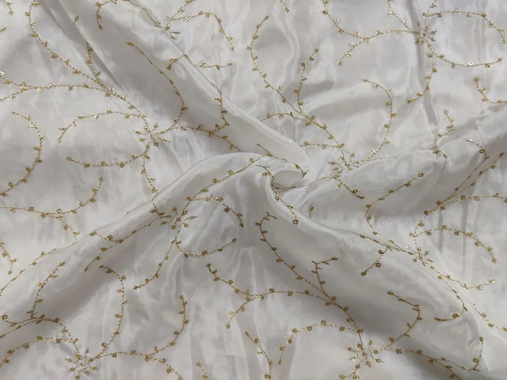 Dyeable Uppada Silk Embroidered Fabric