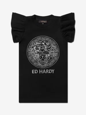 ED Hardy Girls Ruffle Dress in Black