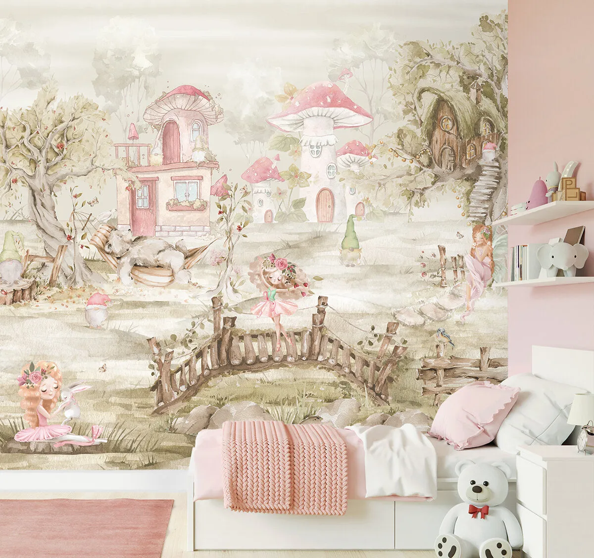 Fairyland Dreams Girls' Room Wallpaper