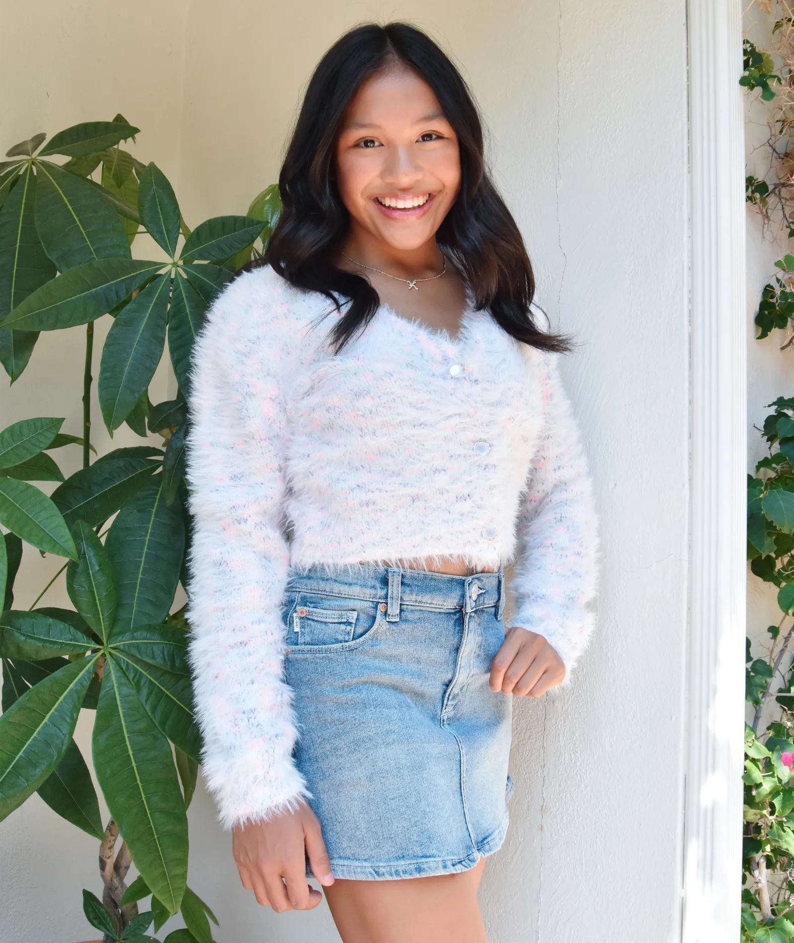 FBZ Girls Fuzzy Multi Cardigan