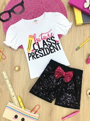 Future Class President Top And Sequin Short Set