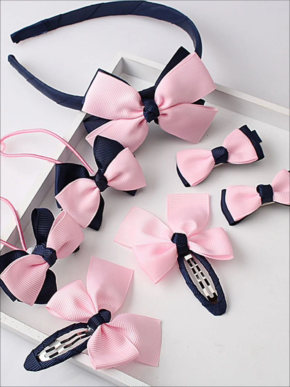 Girls Bow Embellished Hair Accessories Set