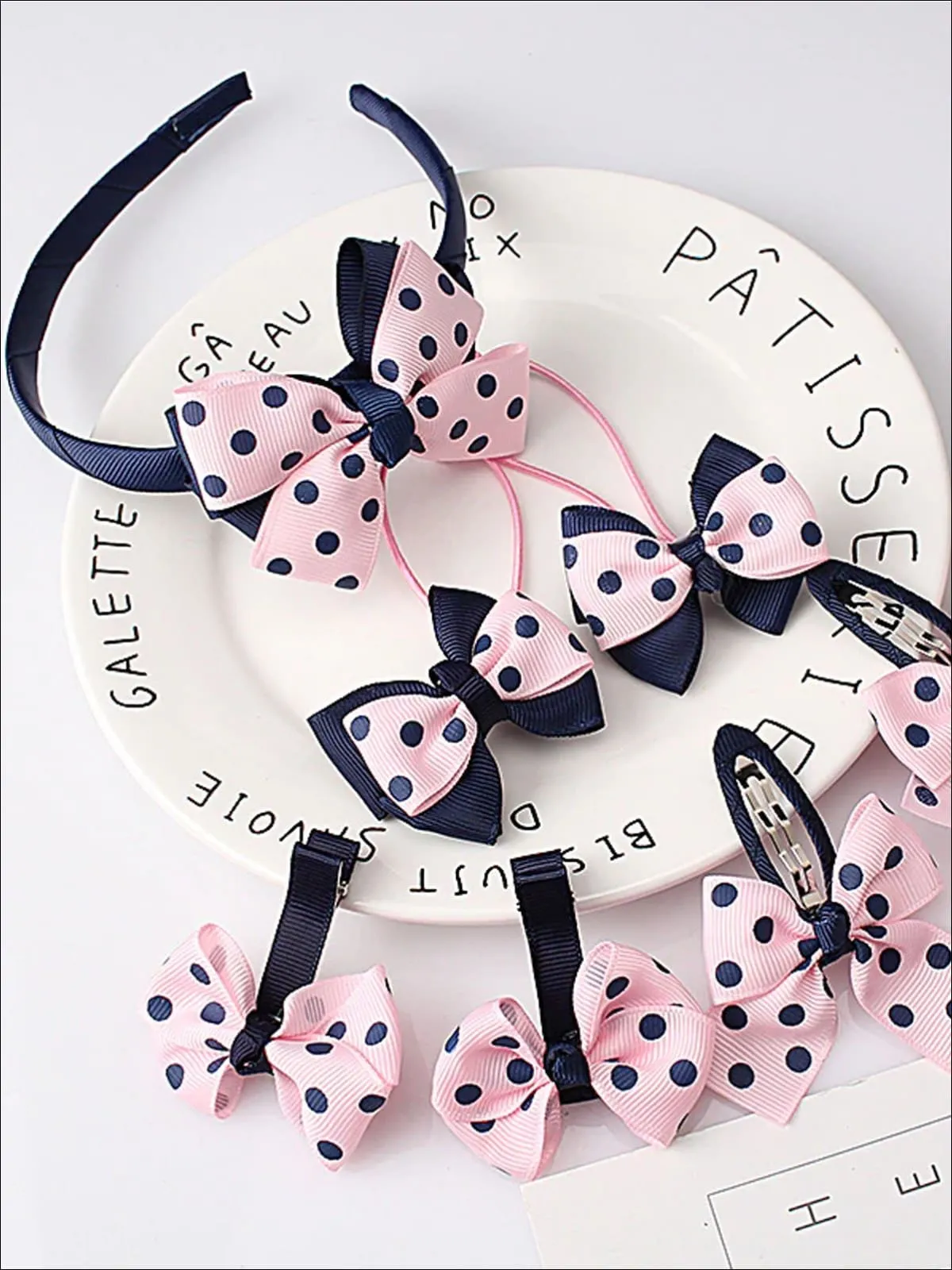 Girls Bow Embellished Hair Accessories Set