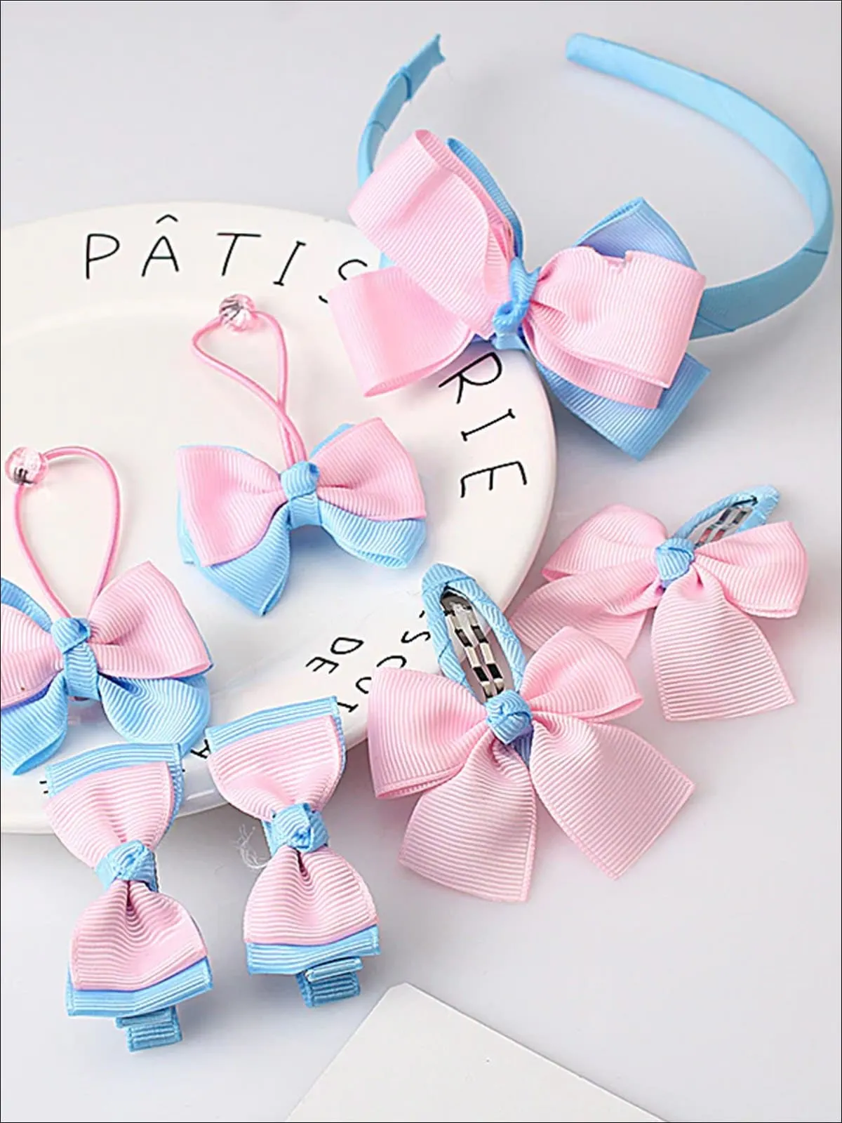 Girls Bow Embellished Hair Accessories Set