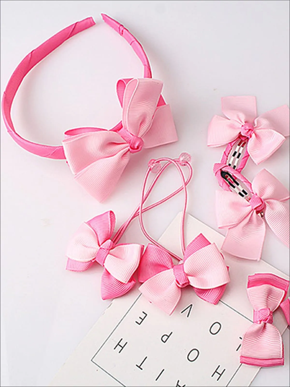 Girls Bow Embellished Hair Accessories Set