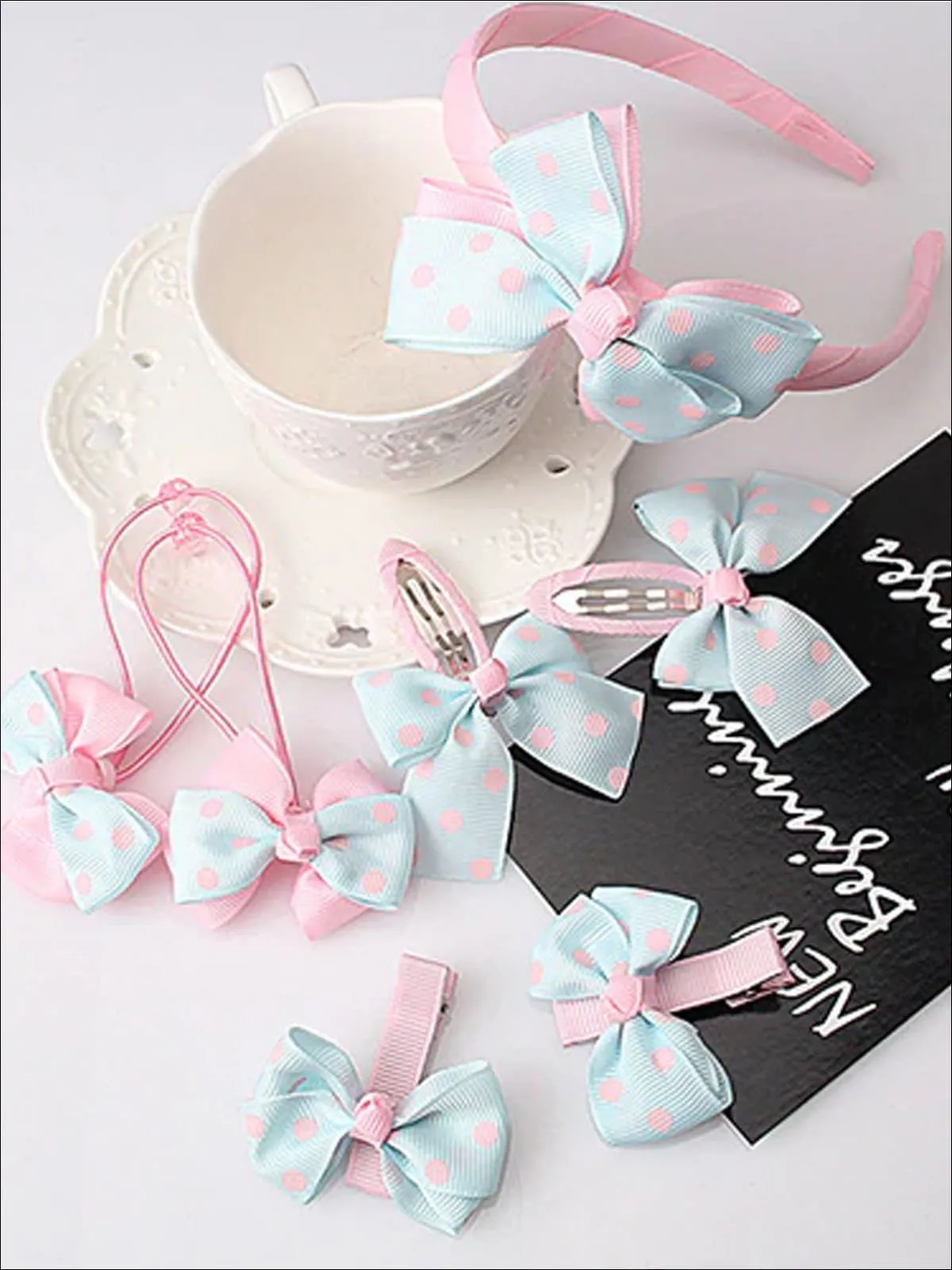 Girls Bow Embellished Hair Accessories Set