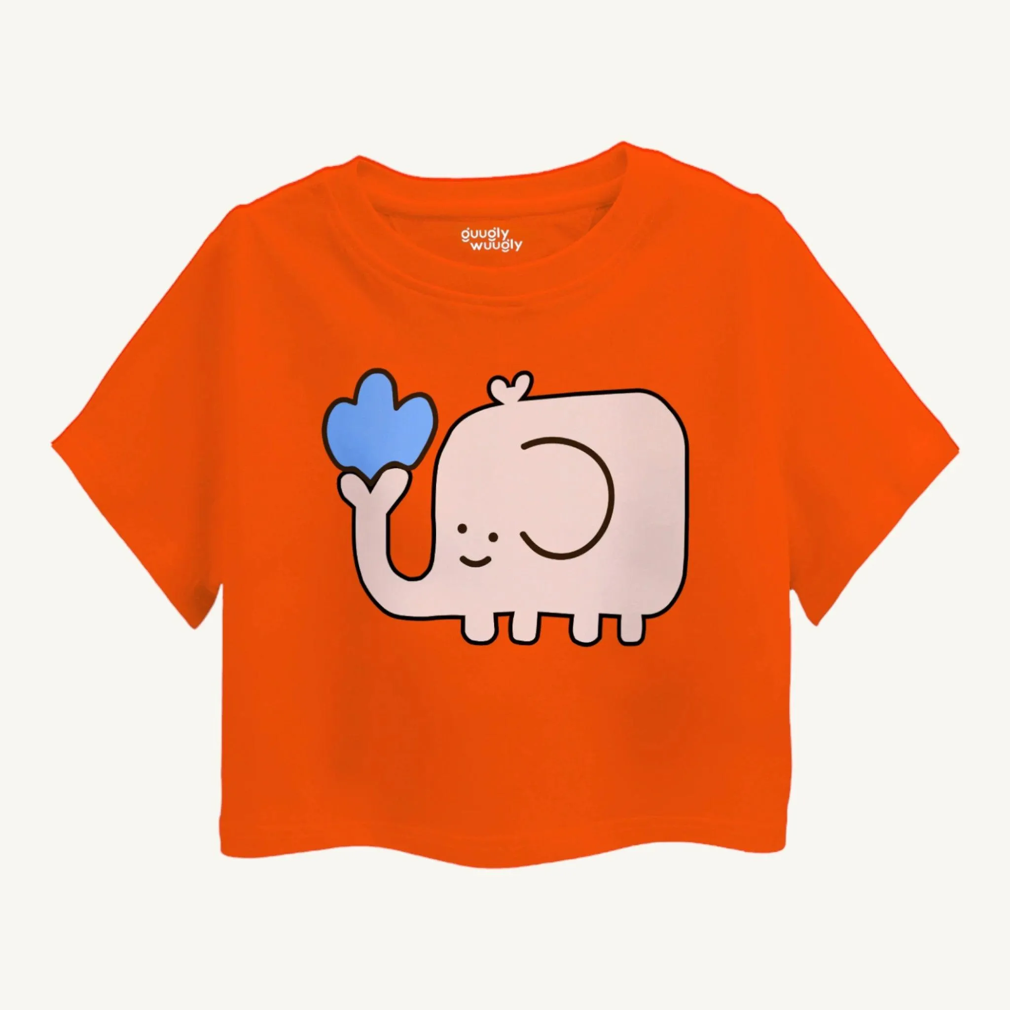 Girls Cute Elephant Crop Top