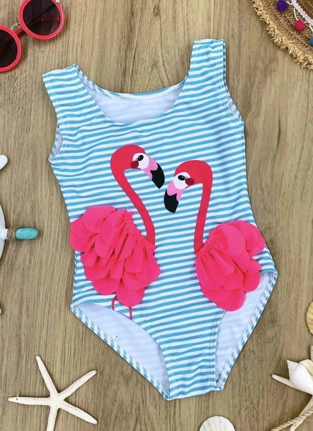 Girls Dancing with Flamingos One Piece Swimsuit