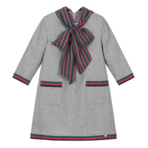 Girls Grey Bow Collar Dress