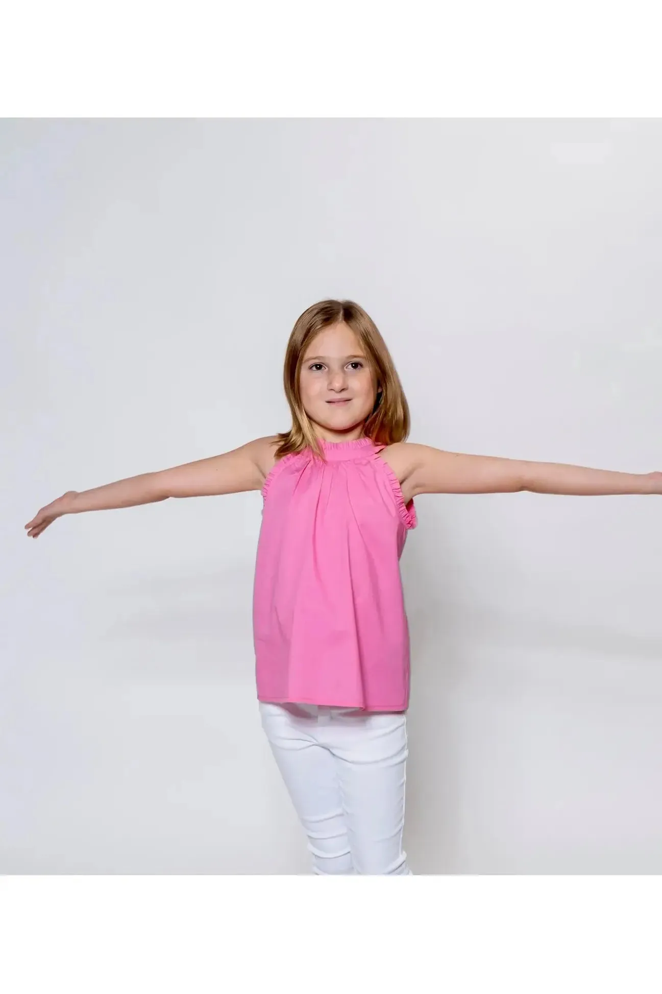 Girls Light Pink Ruffle Top