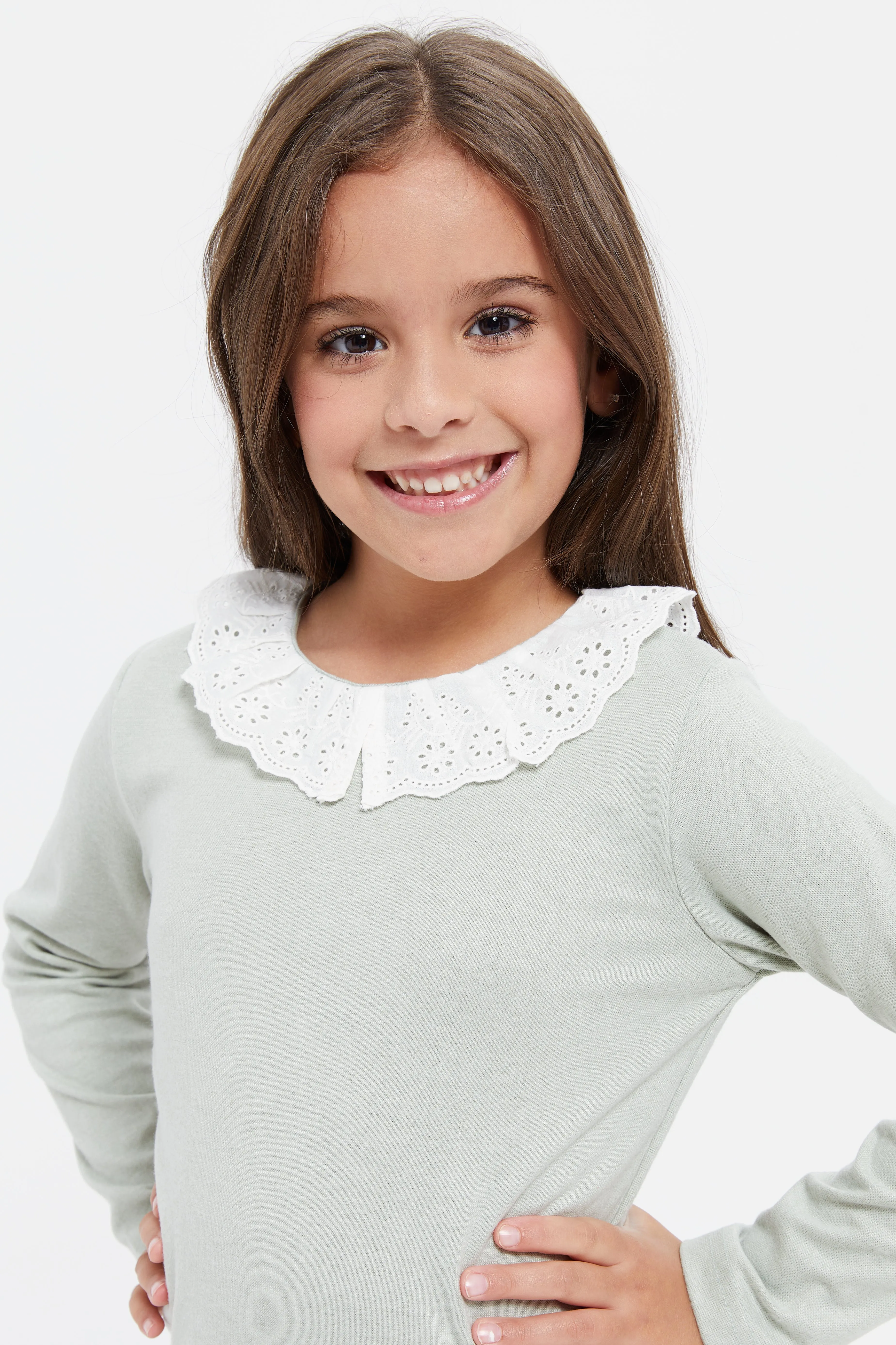 Girls Mint Peter Pan Collar Top