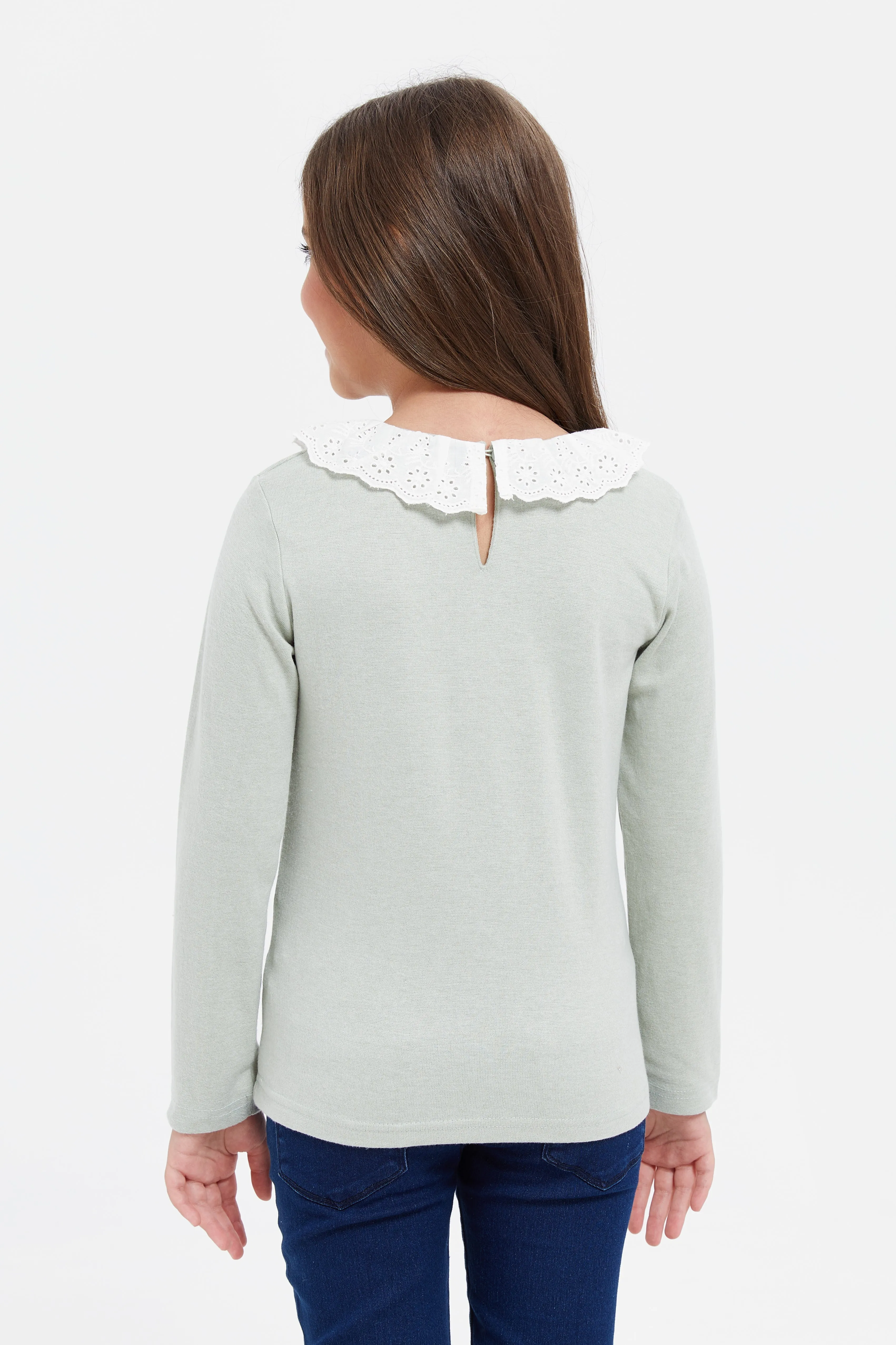 Girls Mint Peter Pan Collar Top