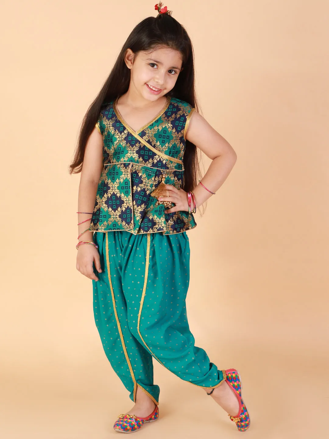 Girl's Nyra Peplum Top With Dhoti - Kid1 Girls