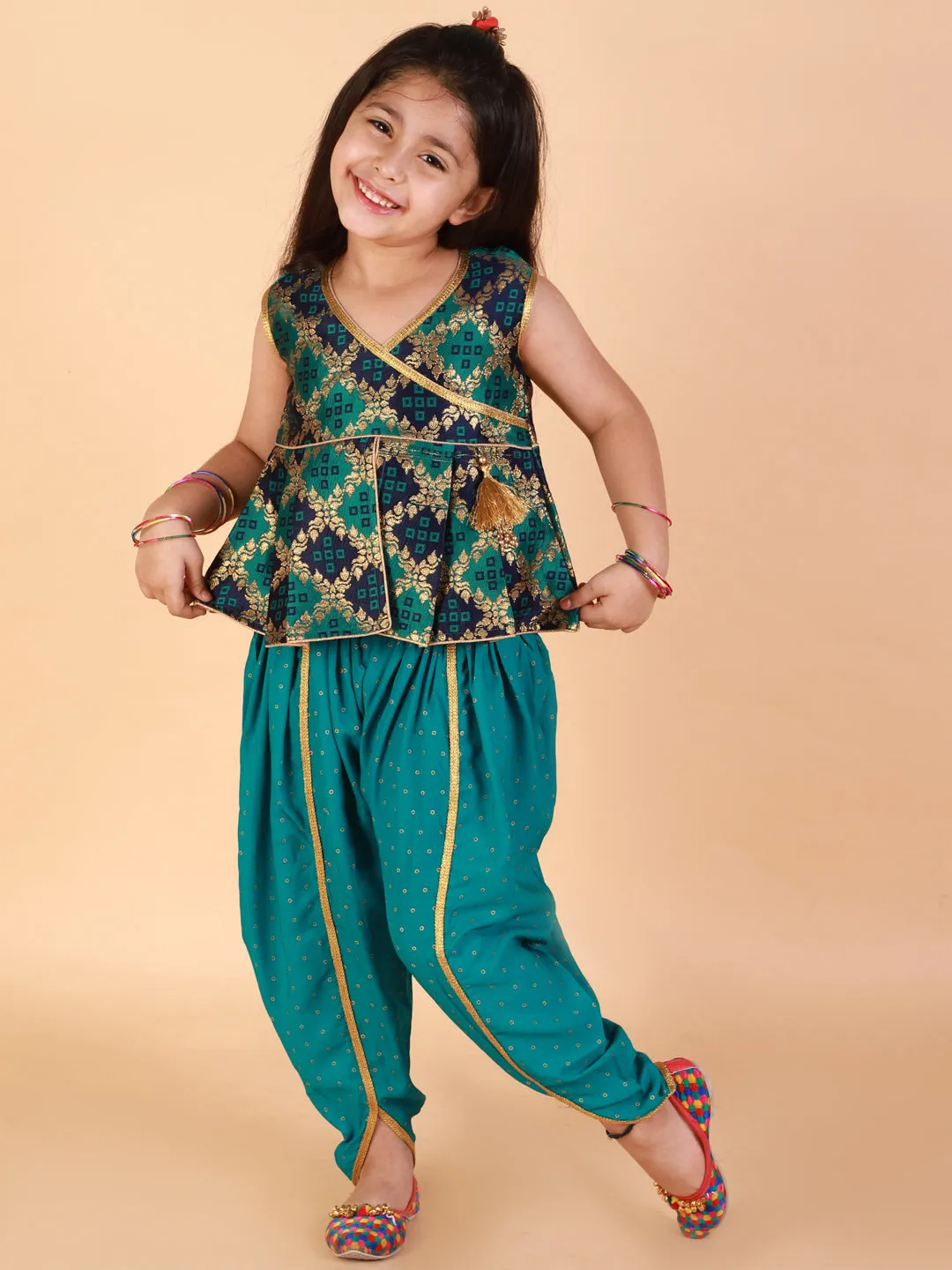 Girl's Nyra Peplum Top With Dhoti - Kid1 Girls