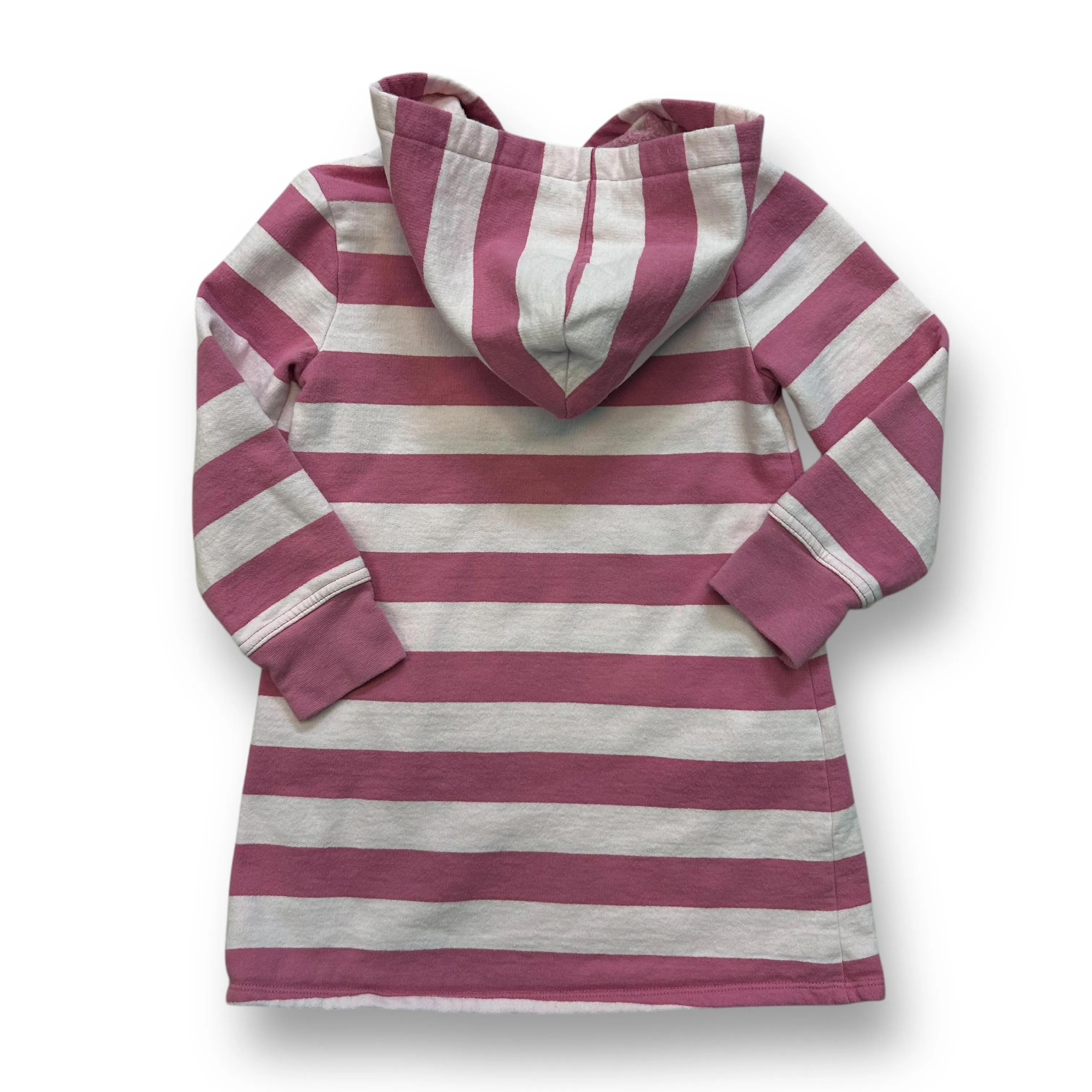 Girls Old Navy Size 4T Two-Tone Pink Striped Fleece Dress with Hood