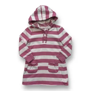 Girls Old Navy Size 4T Two-Tone Pink Striped Fleece Dress with Hood