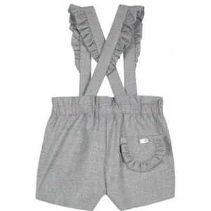 Girls Pale Grey Dungaree Frill Shorts