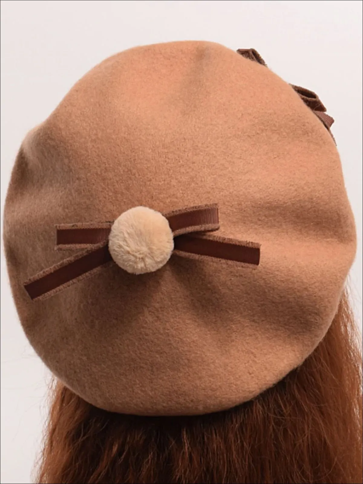 Girls Parisian Style Bow Tie Wool Beret