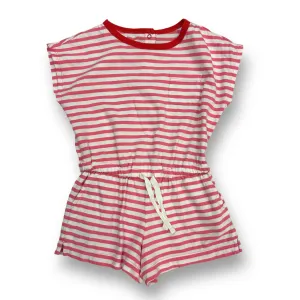 Girls Primary Size 2 Pink & White Striped Snap-Back Pocket Romper