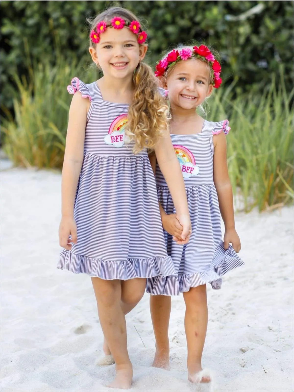 Girls "BFF" Matching Rainbow Dress