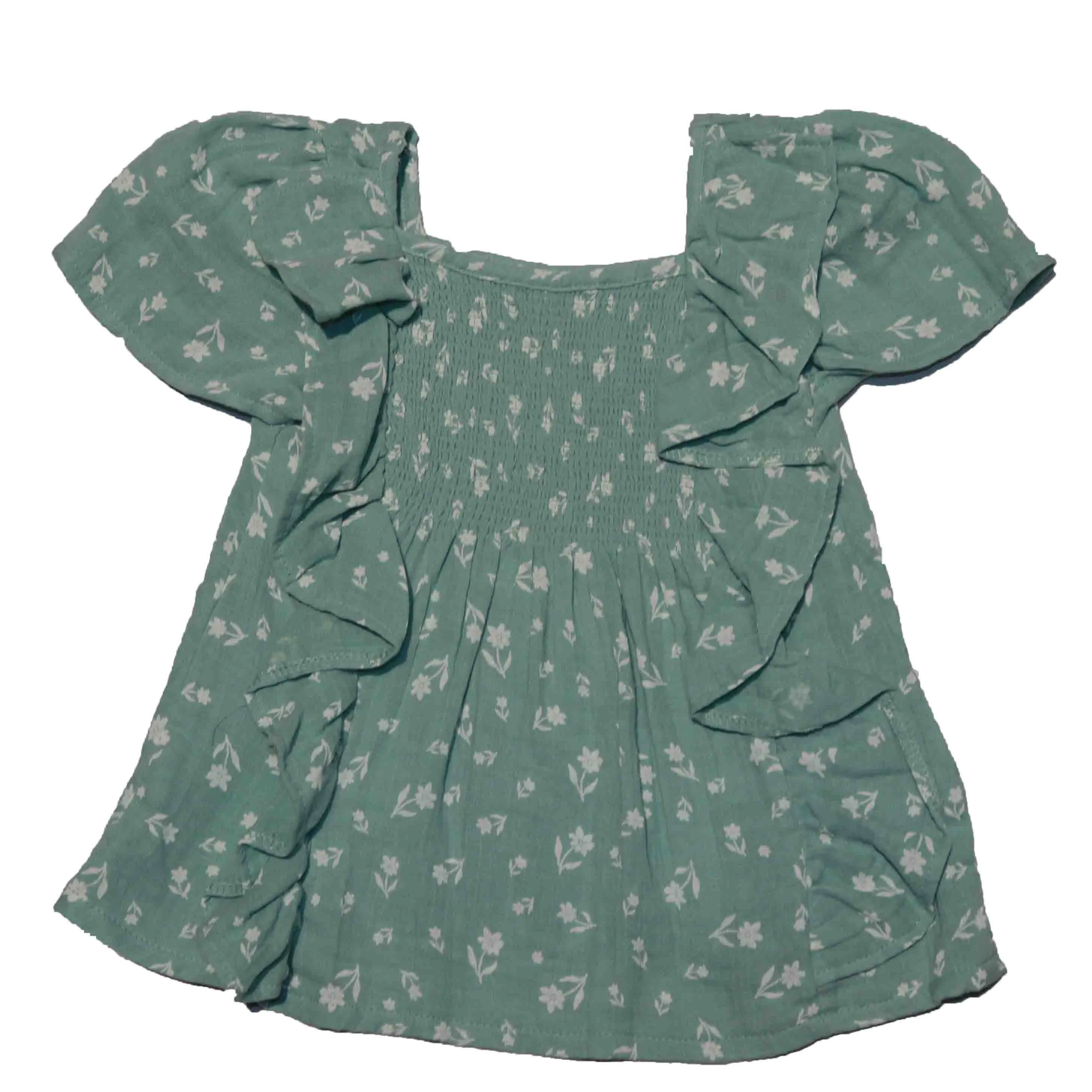 Green Gauze With Frills Top