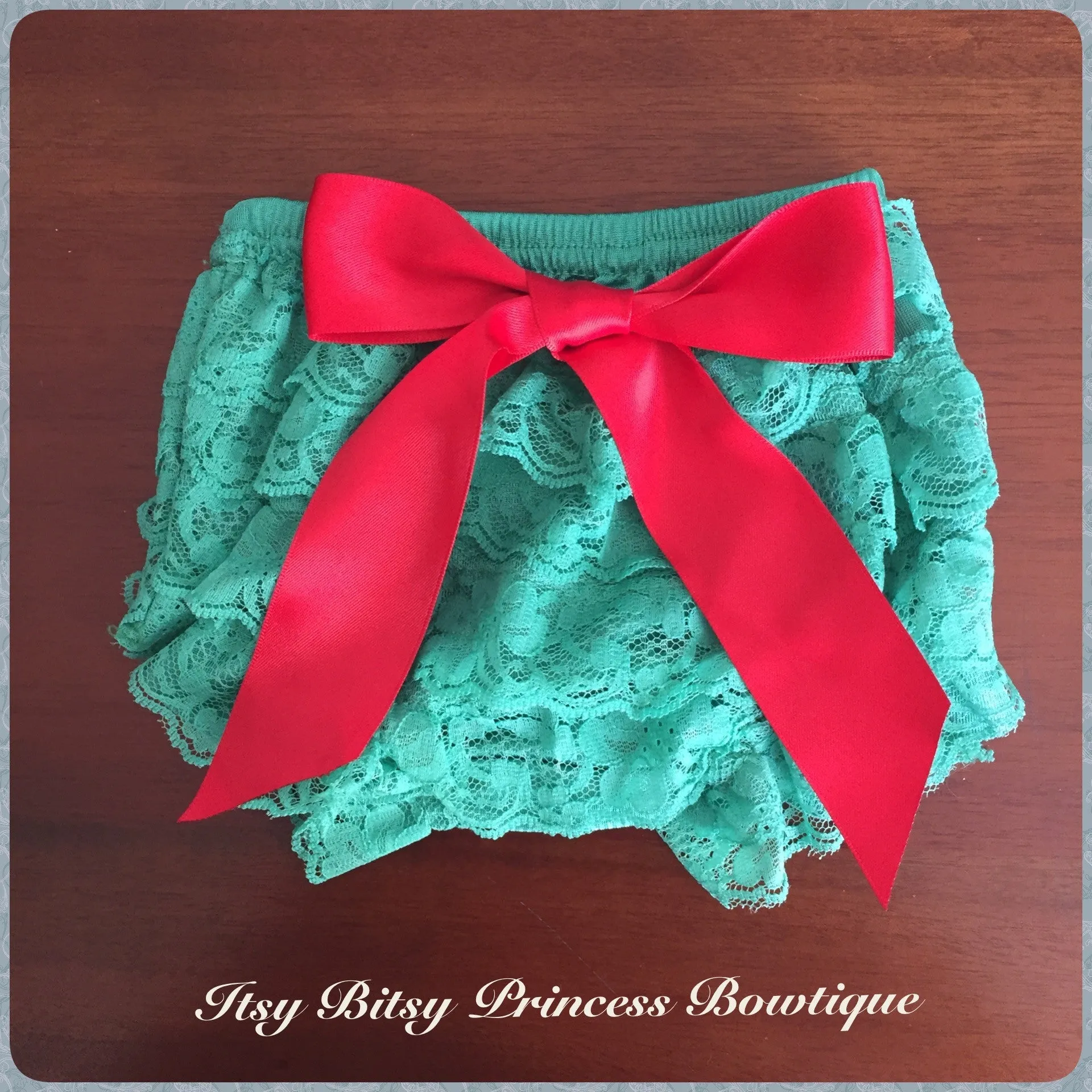 Green Lace Ruffle Nappy Cover