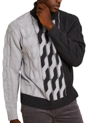 Grey Men's Inserch Cable Knit Turtleneck Regular Fit Style No: SW-303