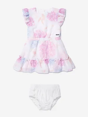 Guess Baby Girls Chiffon Dress And Knickers Set in White