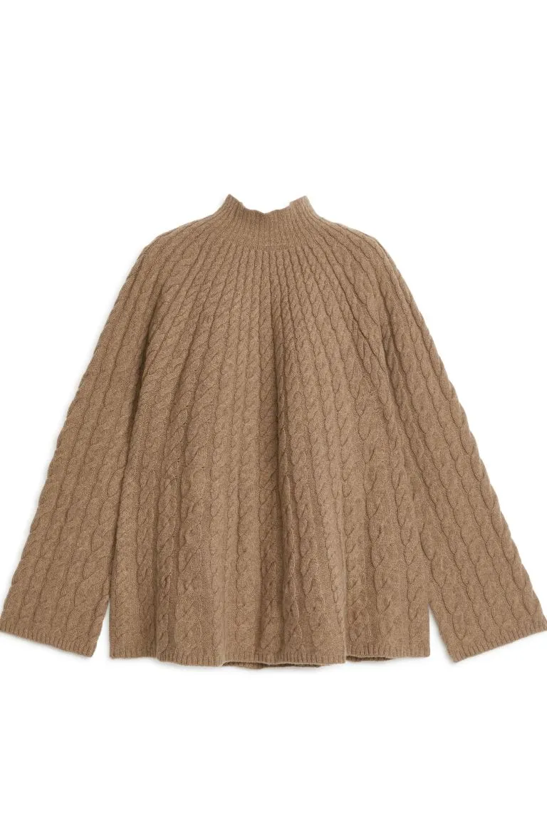 H&M cable knit wool sweater, brown