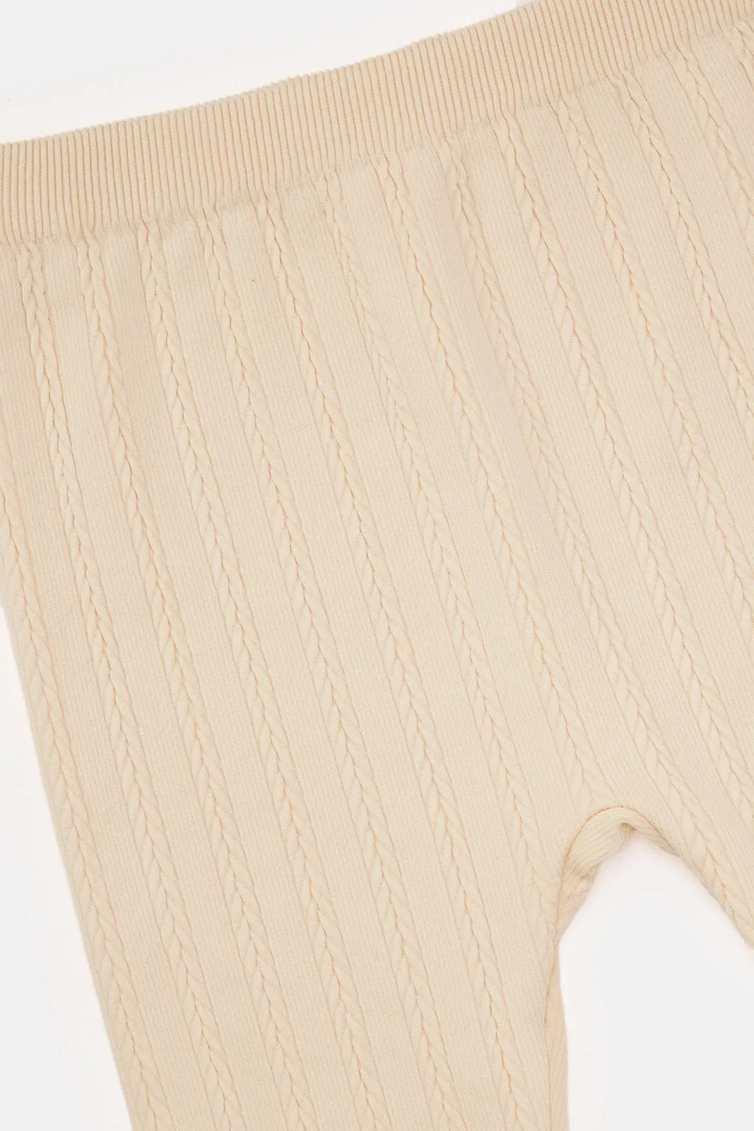 Infant Girls Beige Cable Knit Leggings