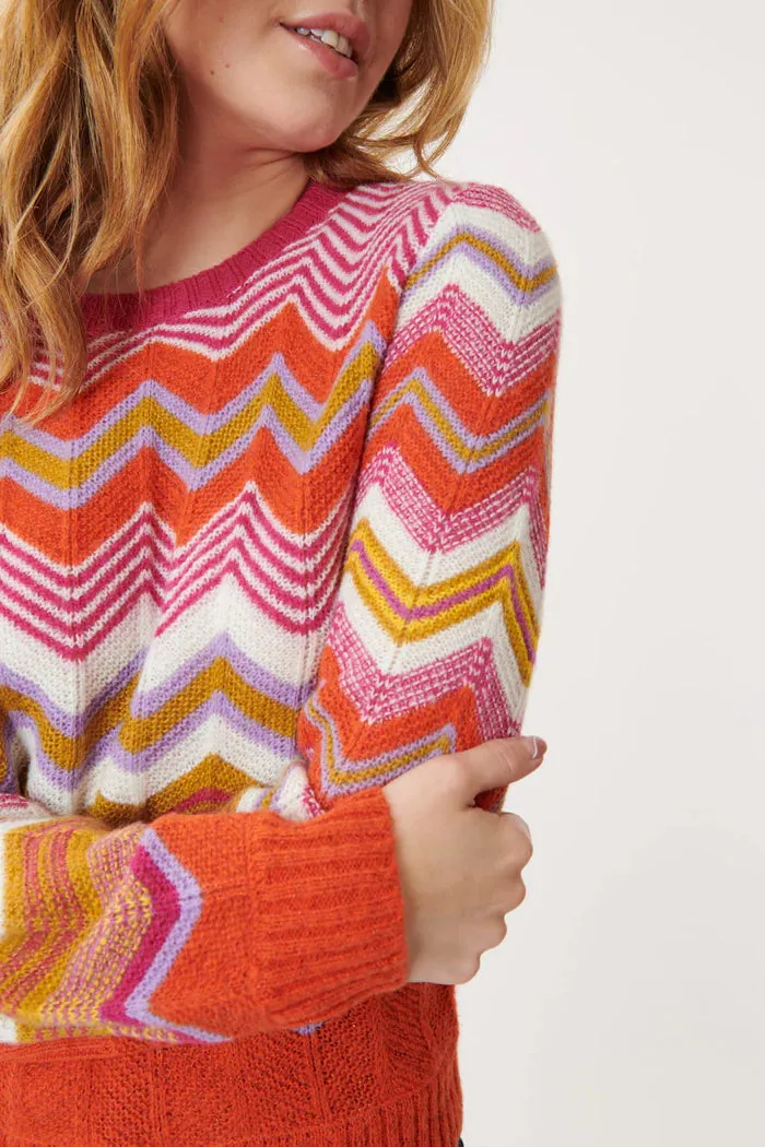 Jenifer  Zig-Zag Sweater- Orange