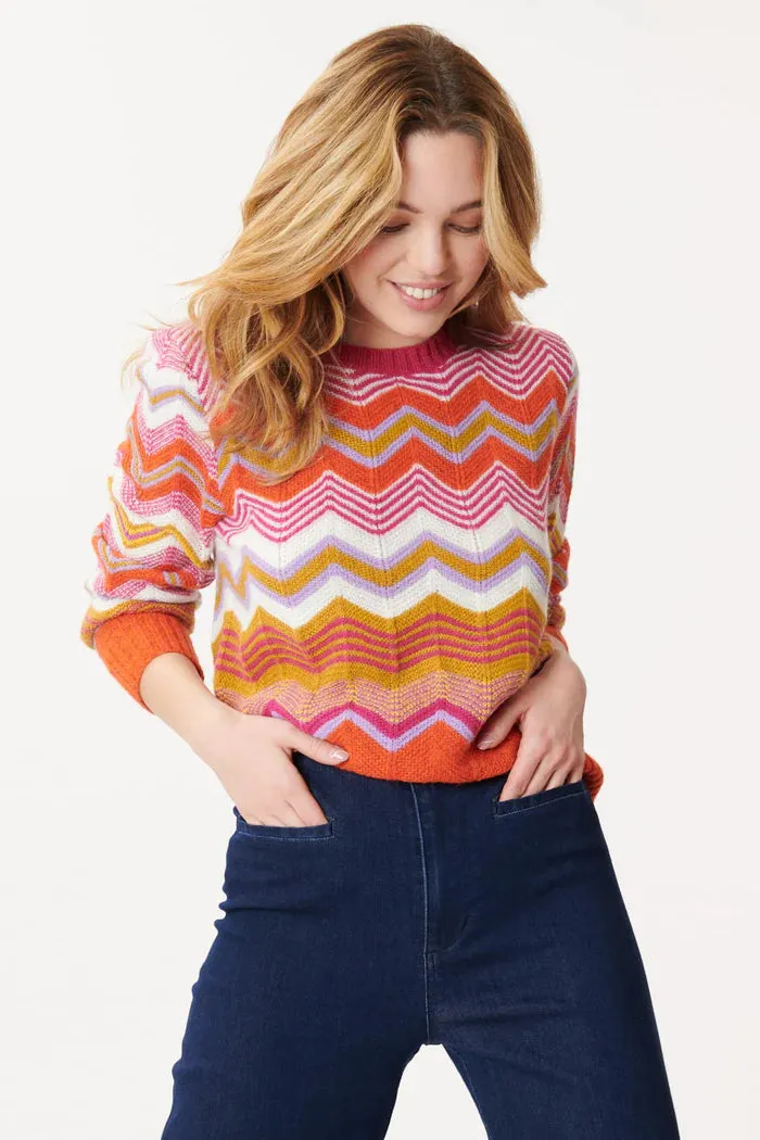 Jenifer  Zig-Zag Sweater- Orange