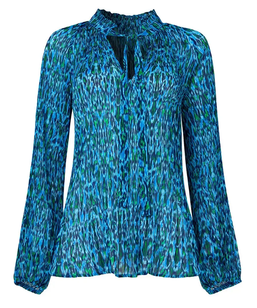 Joe Browns 12 Blue Perfectly Plisse Women's Blouse