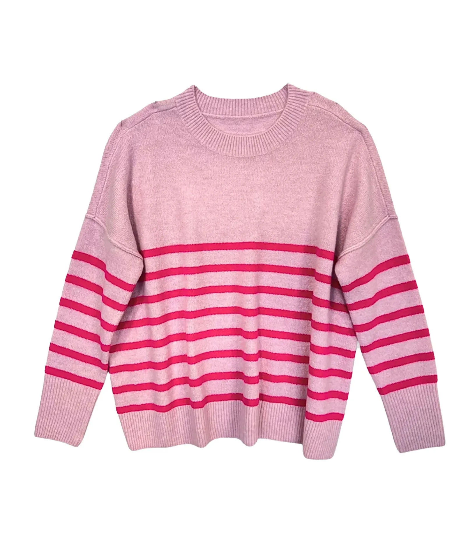 Katie J NYC Girls Pink Striped Nellie Sweater