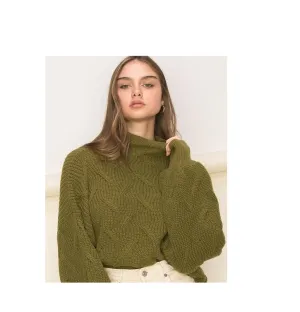 Keep Warm Boxy Oversized Olive Green Sweater