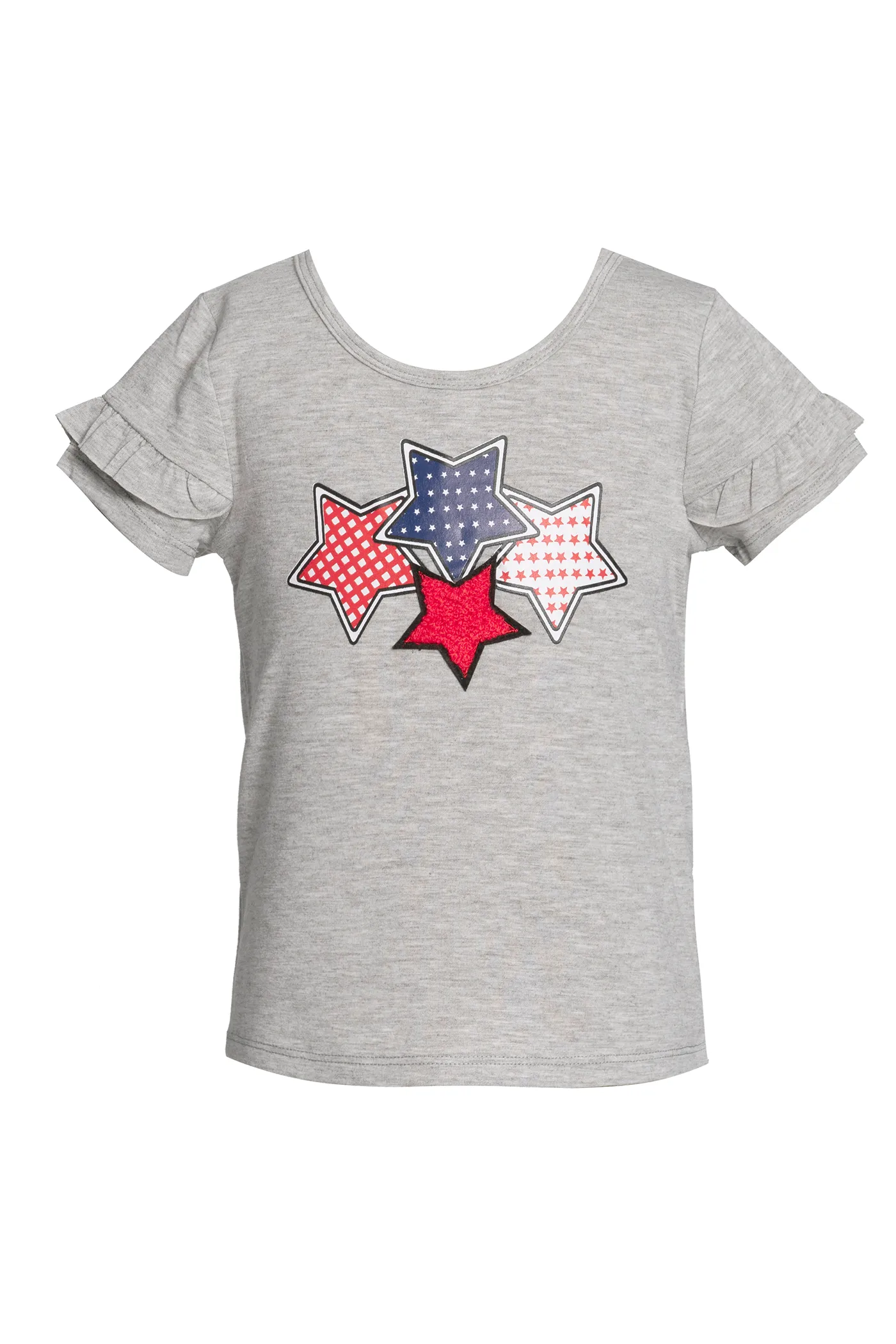 Little Girls 4th of July Themed Star Short Sleeve T-shirt