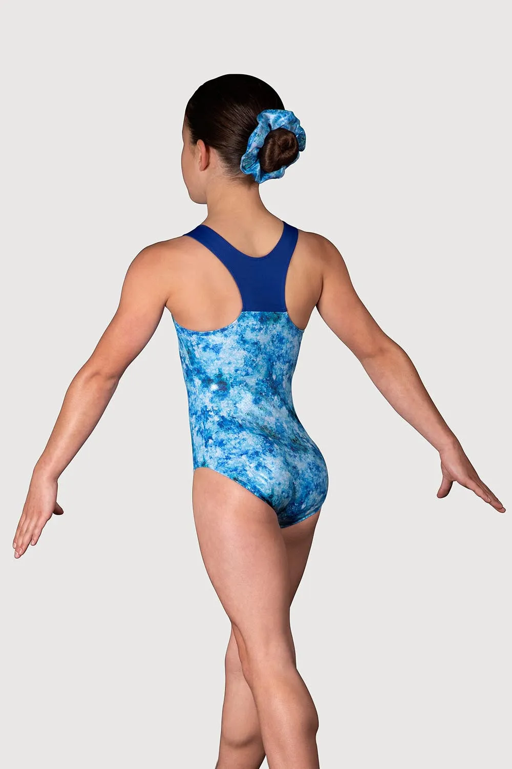 LL5204G - Glacier Printed Girls Racer Back Leotard & Scrunchie