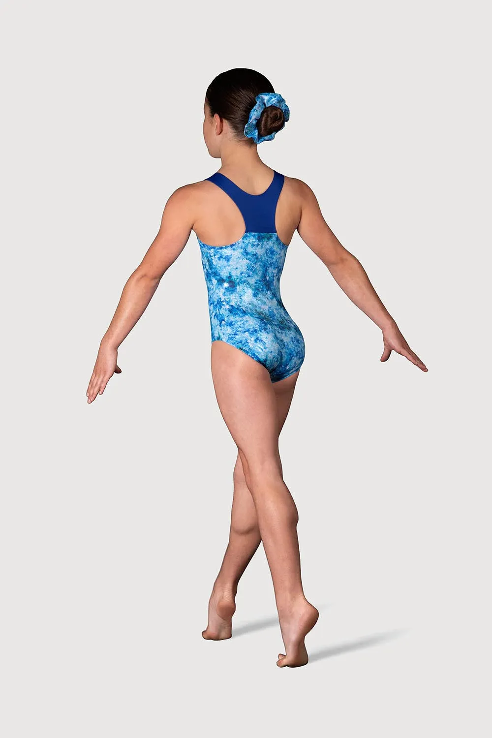 LL5204G - Glacier Printed Girls Racer Back Leotard & Scrunchie