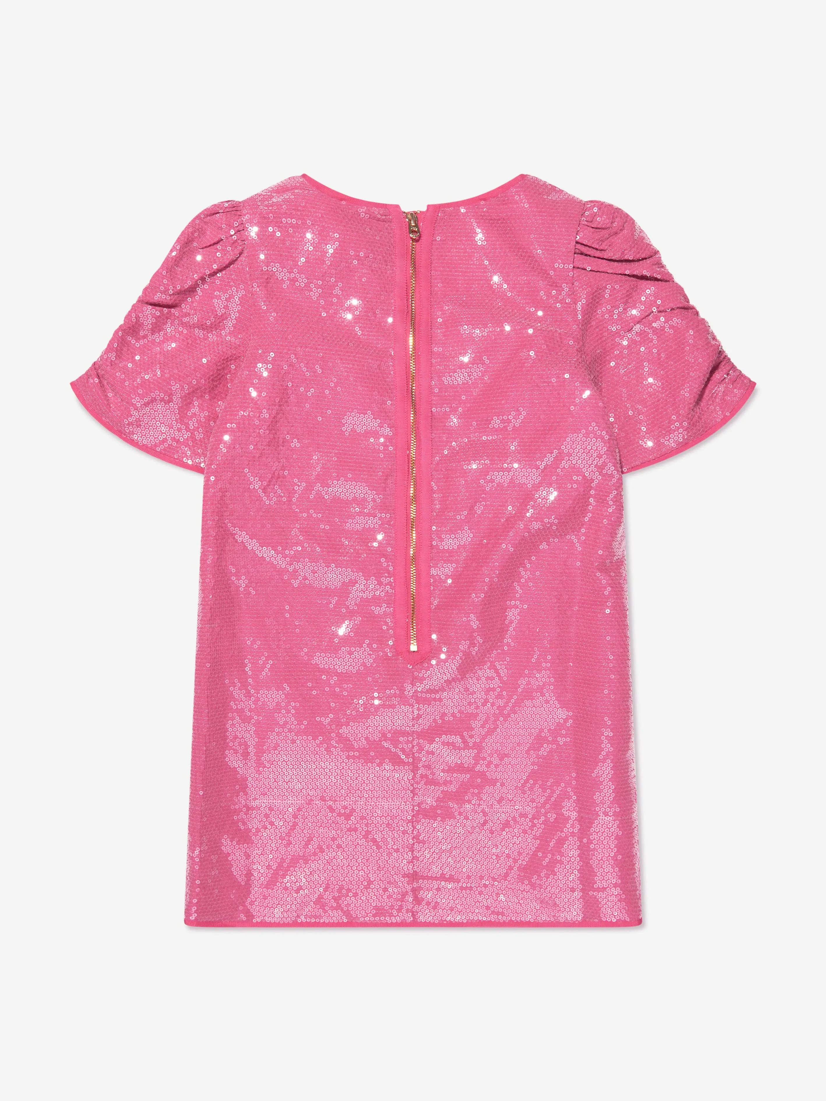 MARC JACOBS Girls Bag Print Sequin Dress in Pink