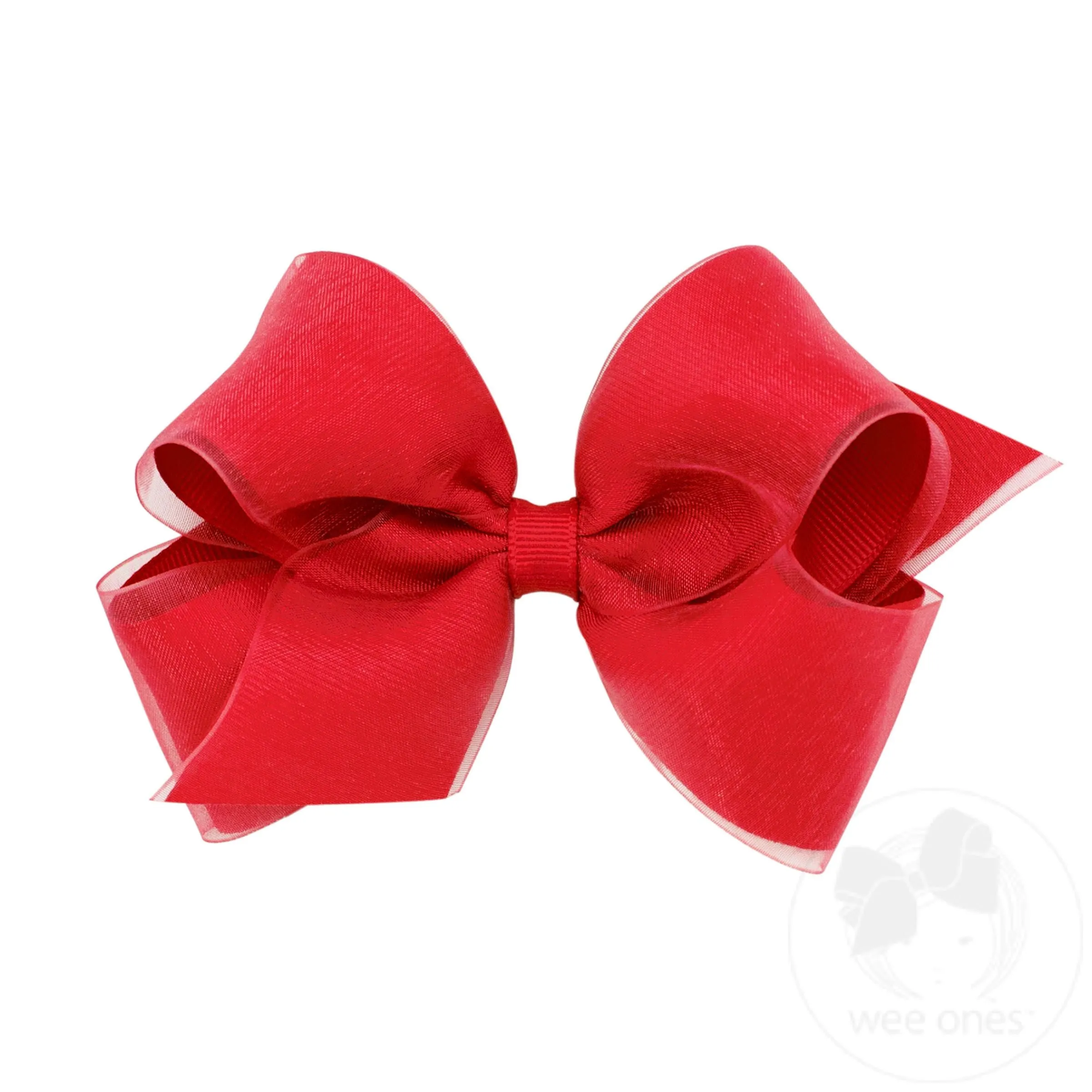 Medium Organza and Grosgrain Overlay Hair Bow